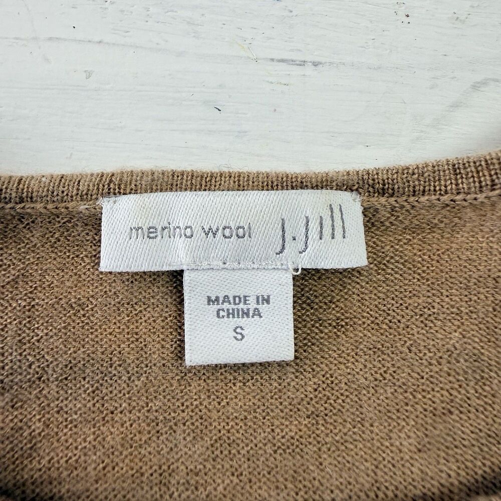 J Jill 100% Merino Wool Knit Tunic Sweater Washable Beige Oat Luxury Women S - Picture 14 of 15